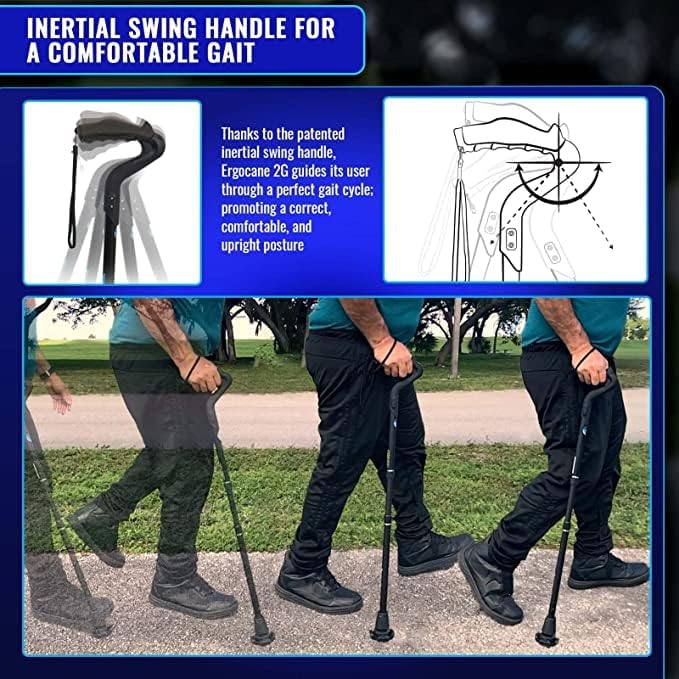 New Ergocane 2G by Ergoactives As Seen On TV. Shock Absorber Fully-Adjustable Ergonomic Cane (Maroon Wood)