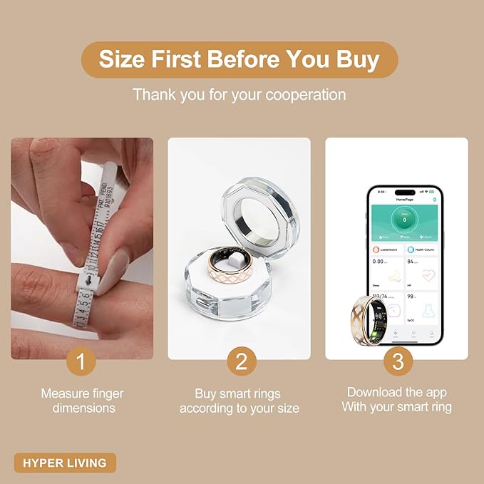 Smart Ring Health Tracker, Sleep Tracker Ring with Heart Rate, Waterproof Fitness Ring for Activity Monitoring/Steps/Distance/Calories, Air Gesture (11)