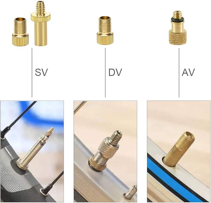 YASI Bicycle Presta Schrader Valve Adaptor, 16PCS Brass Bike Pump Adapters, Ball Pump Needle, Balloon Inflatable Toys Nozzle Inflator Adapter, Air Pump Accessories for Standard Pump or Air Compressor