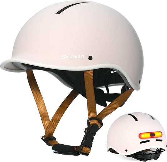 Bike Helmet for Adult: Bicyle Helmet with EPS Foam Interior for Men & Women, Adjustable Cycling Helmet with LED Light Safety Certified for Commuting
