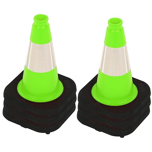 OrangeStar 12" Traffic Cones 6-Pack, Green Safety Cones with Reflective Collar & Heavy Duty Base for Driving Practice, Parking Lots, Roadwork, Construction, Indoor & Outdoor Use