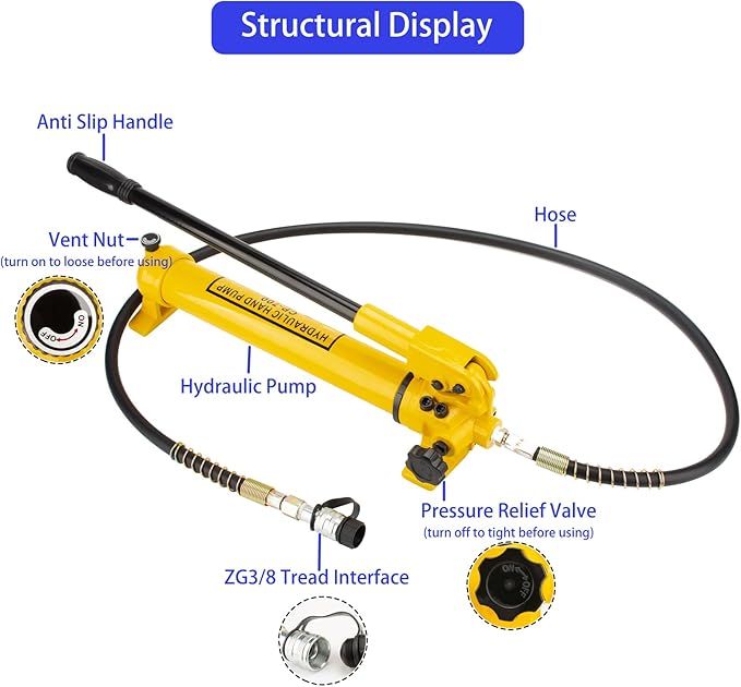 CP-700 Hydraulic Hand Power Pump - Portable with 10000psi Max Pressure Output, Compatible with Jack, Cutter, Puncher and Other Hydraulic Tools