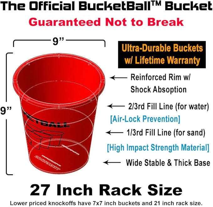 BucketBall | Team Color Edition | Combo Pack (Silver/White): Original Yard Pong Game: Best Camping, Beach, Lawn, Outdoor, Family, Adult, Tailgate, Jumbo, Giant Game