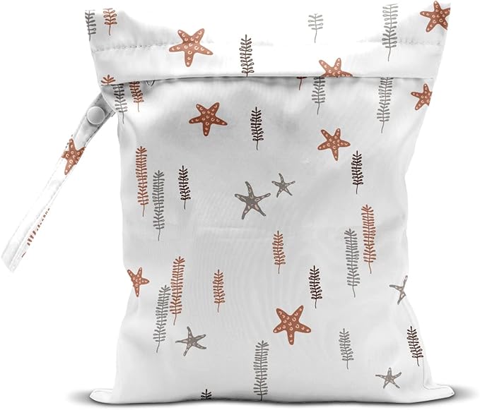 Wet Bag, Wet Dry Bag, Wet Bag for Swimsuit, Travel, Beach, Pool, Diapers, Dirty Yoga Gym Clothes, Makeup Bag, Waterproof Reusable Beach Bag Ocean Decor Starfish Sea Horse Anchor