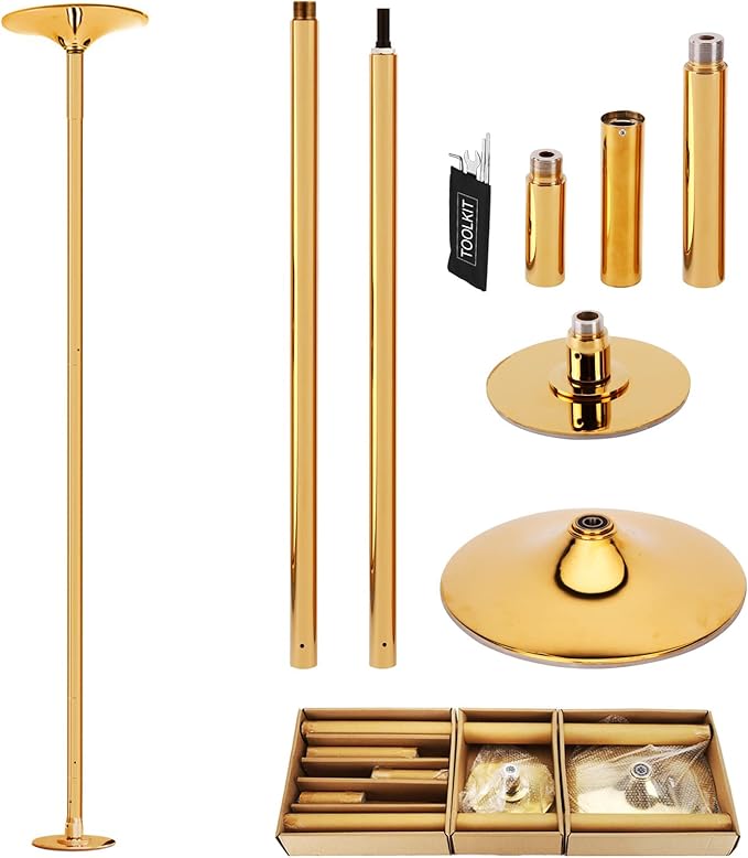 PRIOR FITNESS Premium Dance Pole Removable 45mm Spinning & Static Dancing Pole Heavy-Duty Steel Pole Dancing Pole, Adjustable Height Professional Grade Excellent for Home Exercise Club Gym