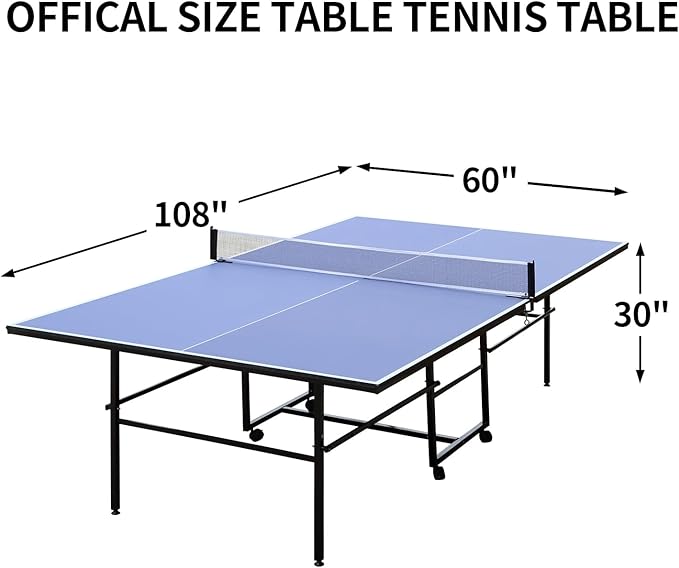 Ping Pong Table Foldable & Portable Table Tennis Table Set for Indoor & Outdoor Games with Net, 2 Paddles and 3 Balls