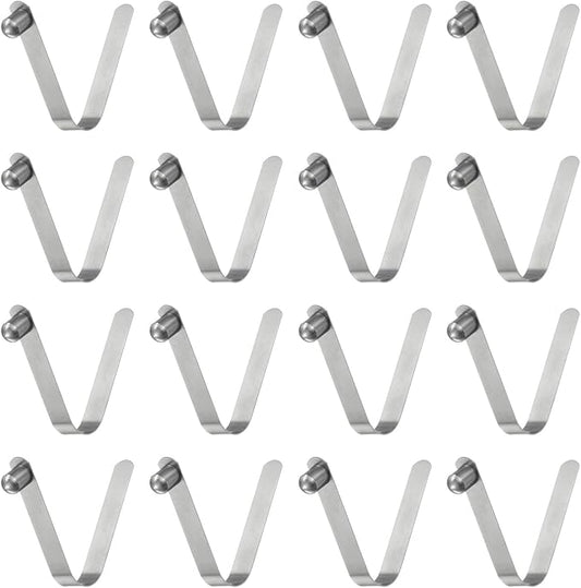 HARFINGTON 16pcs Single Button Kayak Paddle Snap Spring Clip 7x9x50mm 65Mn Spring Steel V-Shaped Solid Lift Telescopic Locking Tube Pole Clips for Tent Umbrella Camping