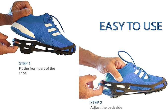 Ice Snow Traction Cleats - Lightweight Crampon Cleats for Walking on Snow & Ice - Anti Slip Grippers Fasten Quickly & Easily Over Footwear - Protable Grips for Shoes and Boots