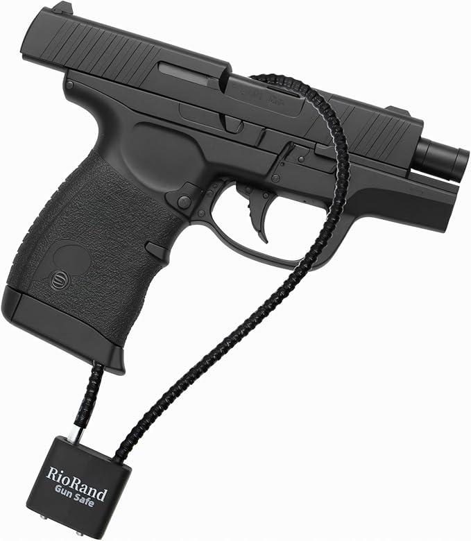 RioRand Keyed Cable Gun Locks Simple Operation 15" Compatible with Pistols, Handguns, Rifles, and Shotguns,Storage for Firearm Locking and Safety