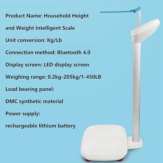 Armrest Electronic Medical Height and Weight Scale,20" L x 12" W x34 H, Up to 420lb Weight Capacity, 75” Height Measurement, LCD Display, USB Charging, Temperature Display (Lavender Purple)