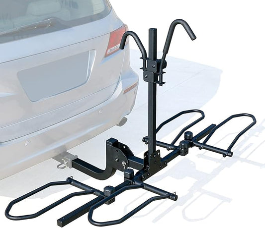 Leader Accessories 2-Bike Platform Style Hitch Mount Bike Rack, Tray Style Bicycle Carrier Racks Foldable Rack for Cars, Trucks, SUV and Minivans with 2" Hitch Receiver - Quick Hitch Pins Design