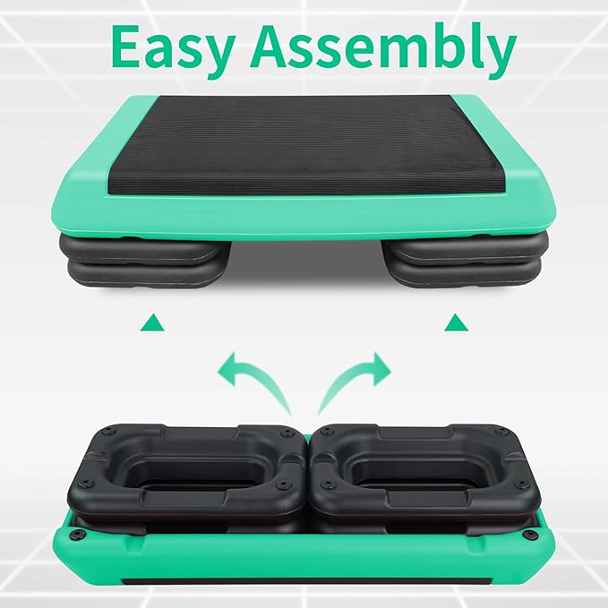 Adjustable Aerobic Stepper Workout Step with 4 Risers Fitness & Exercise Platform Trainer