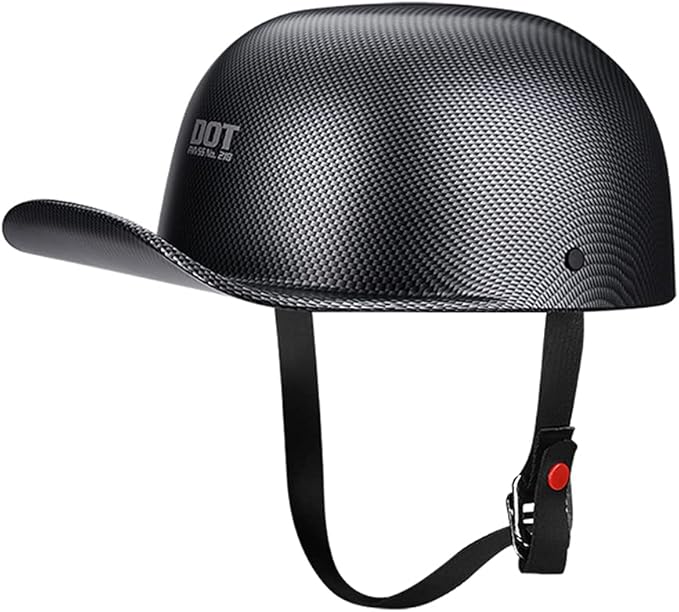 Vintage Open Face Motorcycle Helmet Retro Baseball Cap Half Helmets Men Women for Cruiser Street Scooter Moped Cap Jet with Mask Glasses - DOT Certified