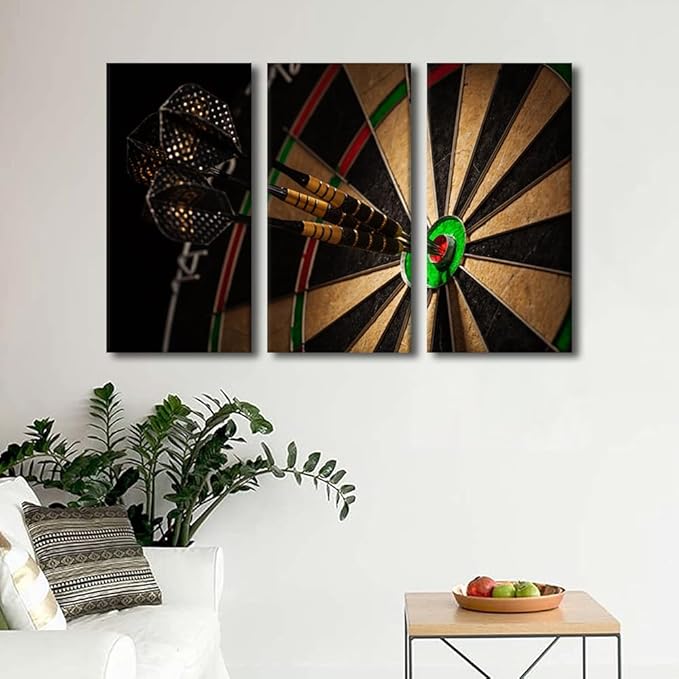 Wall Art Retro Dart Board Canvas Wall Art for Bedroom Leisure Sport Wall Paintings for Living Room Motivational Office Modern Wall Art Pictures Print On Canvas Giclee Framed Ready to Hang, 28"Wx42"H