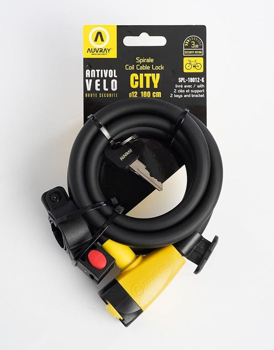 Coiled Bike Lock, Heavy Duty Anti Theft Bike Cable Lock, 6 Feet Long, Secure Bike Lock with Key and Bracket, Designed for Bikes & Scooters.