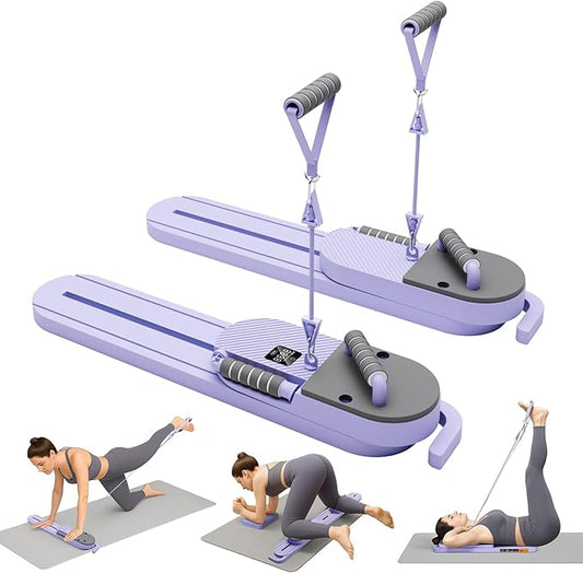 6-in-1 Portable Pilates Board, Split Reformer with Resistance Bands, Detachable Hanging Design with LED Display for Home Pilates, for Women & Men to Shape, Exercise & Strengthen Core