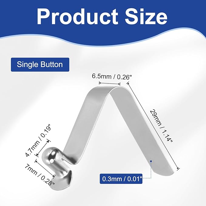 HARFINGTON Single Button Kayak Paddle Snap Spring Clip Spring Steel V-Shaped Hollow Lift Telescopic Locking Tube Pole Clips for Tent Umbrella Camping