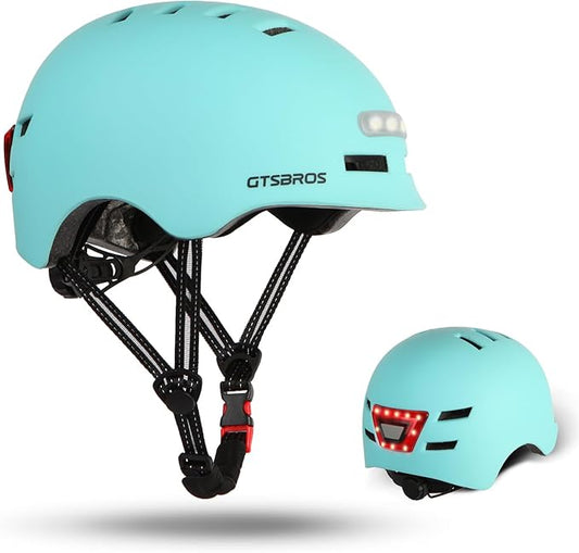 Bike Helmets for Adults - Front and Rear LED Lights Adjustable Bicycle Helmet for Adults Men Women Scooter Helmet for Commuting, Road Biking, Skating, Scooter