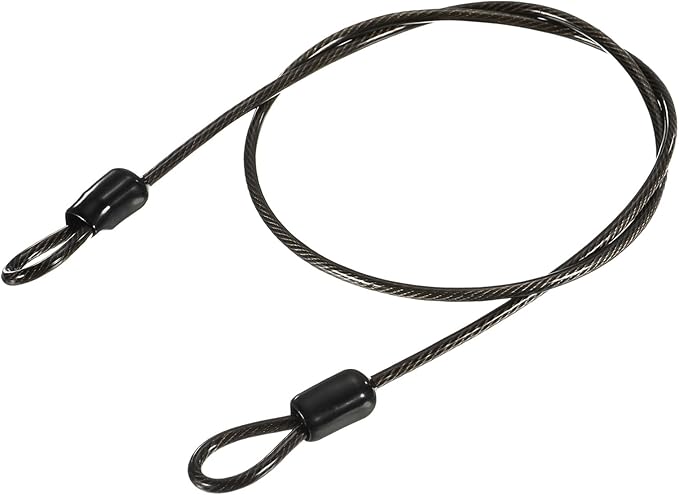 MECCANIXITY Security Steel Cable Lock, Safety Cable Flexible Wire Rope Luggage Lock 1.6feet 2.5mm Vinyl Coated Braided Steel with Double Loop for Bike Bicycle U-Lock Padlock Grey
