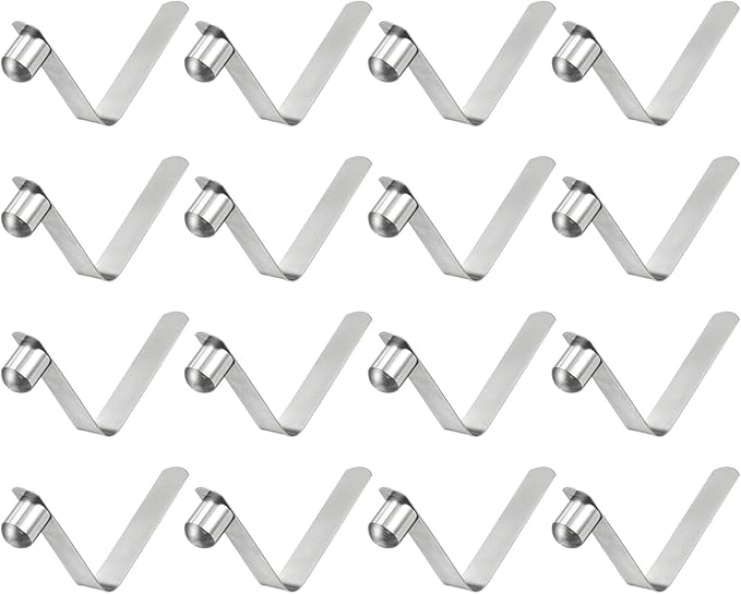 HARFINGTON 16pcs Single Button Kayak Paddle Snap Spring Clip 9.5x12.5x45mm 65Mn Spring Steel V-Shaped Solid Lift Telescopic Locking Tube Pole Clips for Tent Umbrella Camping