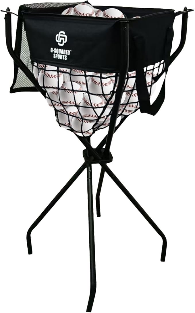 G-Squared BCDY1 Heavy Duty Ball Caddy,Holds 100+ baseball/50+ softball/100+ Pickleball Balls, Tool Free Assembly and Large Capacity Detachable Bag, Ideal for Solo/Pro Training