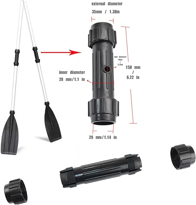 4pcs Kayak Paddle Drip Rings & 2pcs Paddle Connector, Rubber Canoe Paddle Drip Ring, Universal Fit Your Kayak Paddle Shaft, Lightweight Portable Canoe Boat Paddle Accessory
