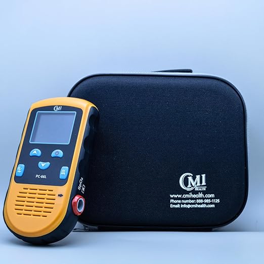 CMI Health Rechargeable Pulse Oximeter - Adult Finger Spot-Checking - Adjustable Alarm for Pulse Rate and SpO2 Levels - Carry Case, AC Adapter Included