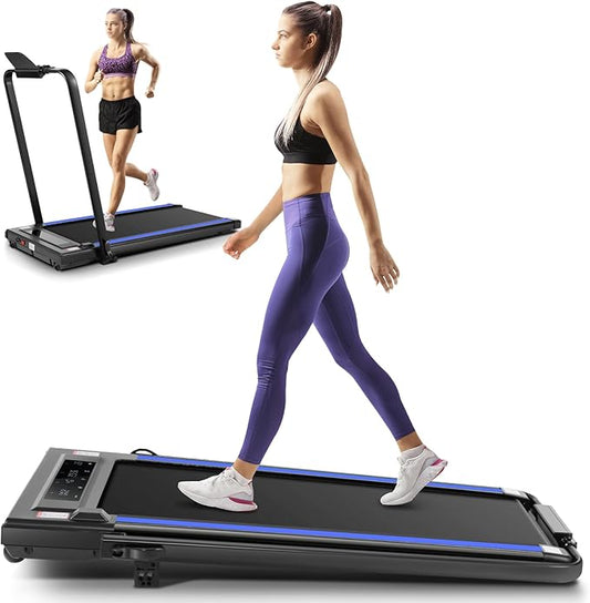 ANCHEER 4 in 1 Under Desk Treadmill with Incline - 2s Folding/Max 300 lb Capacity Walking Pad - Compact Electric Treadmill for Home, Gym, or Office with LED Touch Screen and Remote Control
