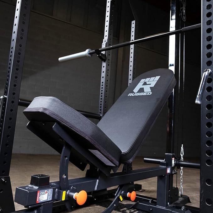 Rugged Strength & Fitness Flat Incline Adjustable Bench, 1500 lb Capacity