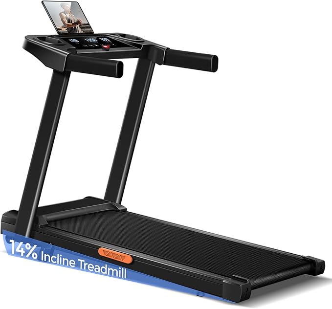 3-in-1 Treadmill with 14% Incline, Portable Treadmills for Home with Handle, Foldable Treadmills with 300 Lbs Weight Capacity, 3.0HP Quiet Walking Pad Treadmill, Three Touch Screen