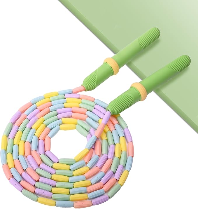 Beaded Jump Rope 1 Pack/2 Pack, ACEONE Segmented Skipping Rope for Kids Adults, Adjustable Tangle-Free Toddler Jumping Rope for Fitness Exercise Training