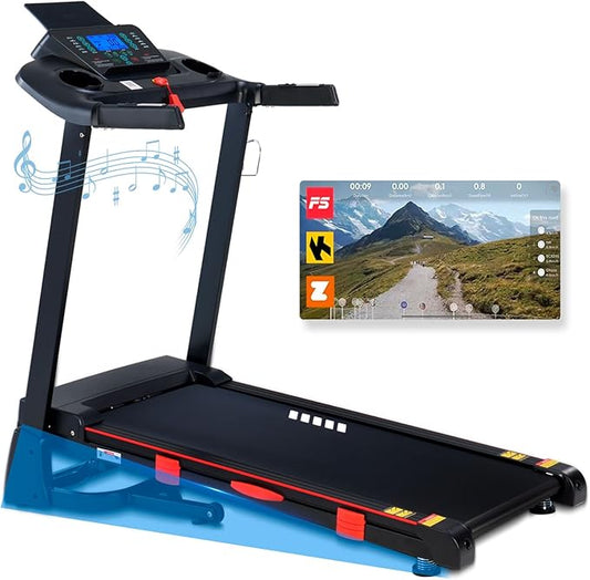 Treadmills for Home, 15% Auto Incline, 0.5-10 MPH, 18" Belt, 3 HP, 350lb Capacity, Foldable, Bluetooth App