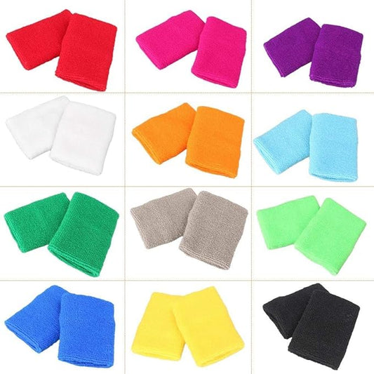 10 Pairs Sports Wristbands, Wrist Sweatbands for Men & Women, Stretchy & Sweat Absorbing Cotton Terry,Perfect for Basketball, Football, Tennis, Soccer, Running & Working Out