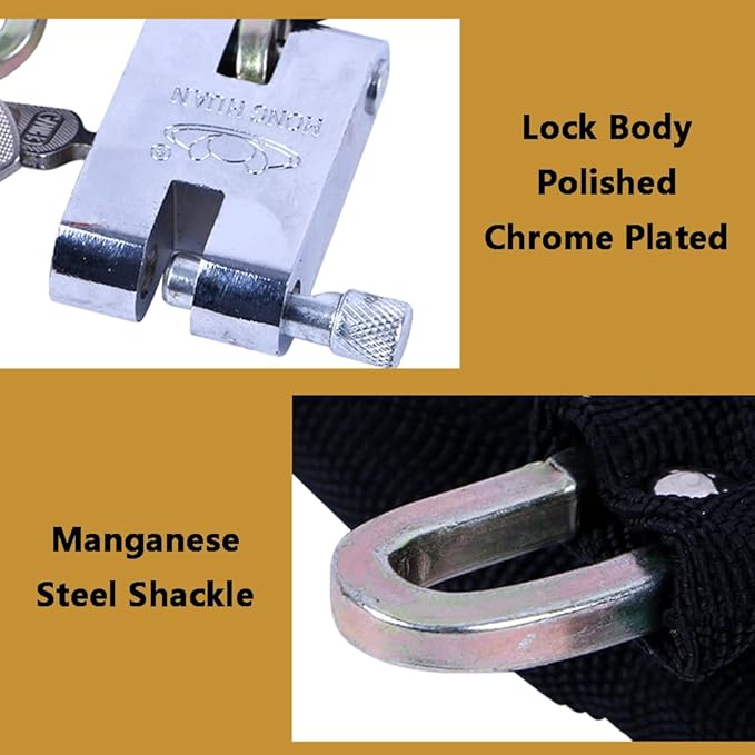Bicycle Chain Lock Heavy Duty Safety Padlock Metal Chain Cloth Square Head Chain Lock Bicycle General Anti-Theft Lock (130CM), 26 * 130cm/(10" * 4.2 Ft)