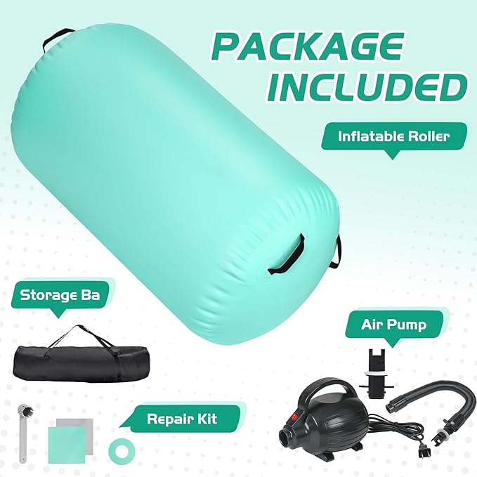 Inflatable Gymnastics Air Roller Set, Tumble Rolling Air Roller Gymnastics Barrel with Electric Pump for Kids Adults Home Outdoor Gymnastic Training Cheerleading Yoga