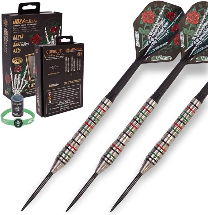 CUESOUL Jazz-Metal 21g/23g/25g 90% Tungsten Steel Tip Dart Set with Integrated Dart Shafts and Dart Flights