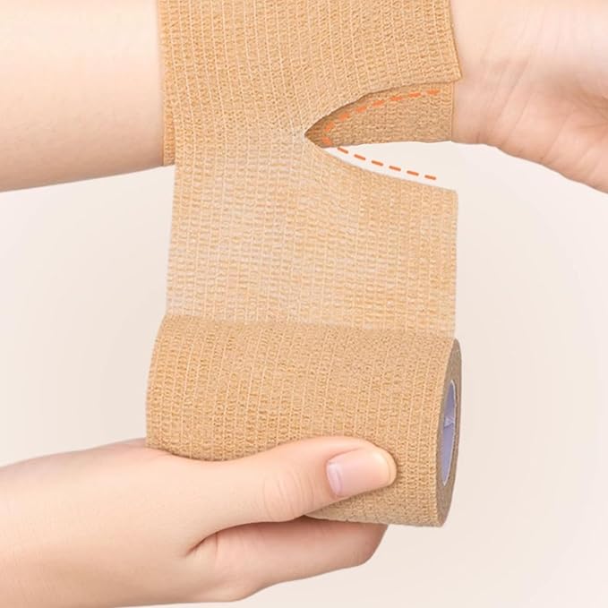 24 Rolls Self Adhesive Bandage Wrap, Vet Wrap 4 Inch for Horses Dogs Wounds Care Dressings, Elastic Self Stick Cohesive Bandage Wrap, Wrist, Sports, Ankle Tape Leg Wraps (Brown)
