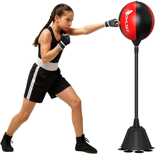 Owlsky Punching Bag with Stand, Boxing Bag for Adults, Adjustable Height, Stress Relief & Fitness