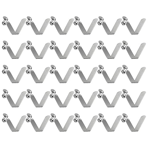 HARFINGTON 30pcs Single Button Kayak Paddle Snap Spring Clip 8x10x42mm 65Mn Spring Steel V-Shaped Hollow Lift Telescopic Locking Tube Pole Clips for Tent Umbrella Camping