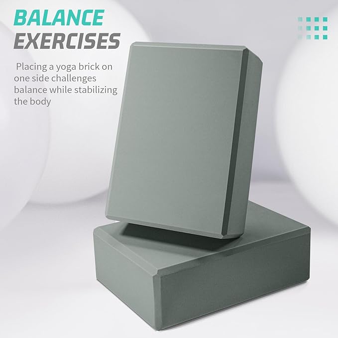 Yoga Block, Yoga Bricks Supportive Latex-Free EVA Foam, Soft Non-Slip Exercise Blocks, Yoga Accessories for Pilates, Meditation, Balance, Stretching and Deep Poses