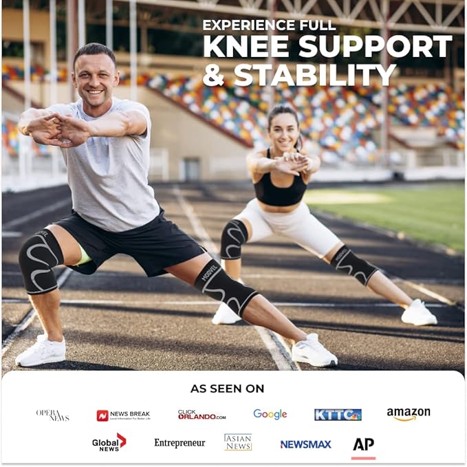 Modvel 2 Pack Knee Brace for Women & Men - Workout Knees Compression Sleeve for Knee Pain Relief Joint Support for ACL, Arthritis, Meniscus Tear Knees Brace for Sports, Rodilleras para Gym Fitness