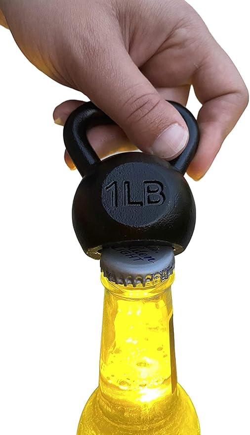 Kettlebell Bottle Opener - Cast Iron with Enamel Coating - Unique and Functional for Gym Buffs and Fitness Enthusiasts