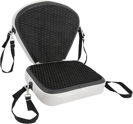 Thickened Kayak Seats with Back Support EVA Universal Paddle Board Seat with 4 Adjustable Straps Inflatable Valve Cover Sit On Top Cushioned Canoe Backrest Seat for SUP,Fishing Boat (Black)