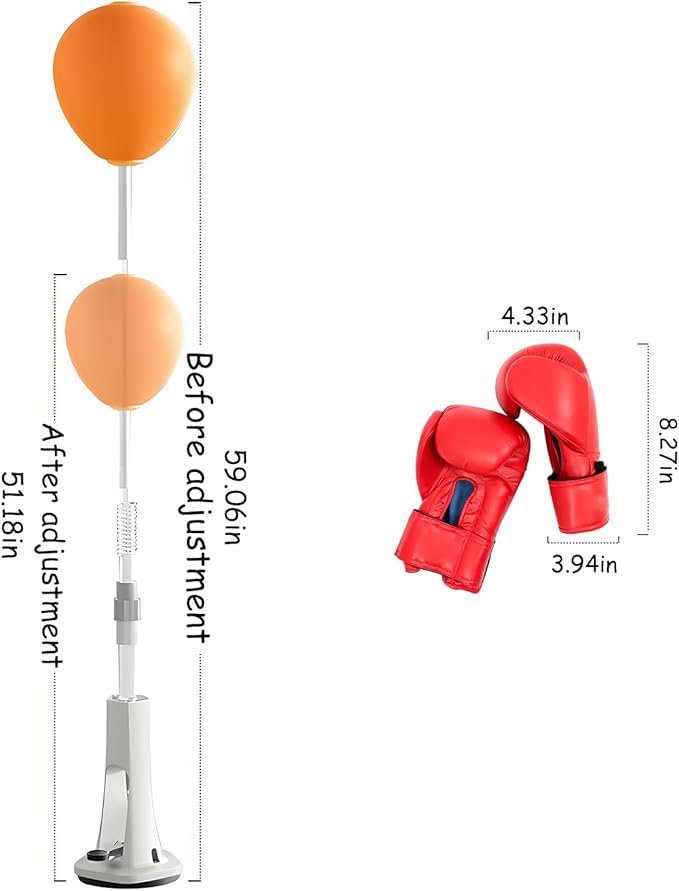 Reflex Bag, Punching Bag with Stand, Boxing Bag for Teens and Adults,Adjustable Boxing Ball with Suction Cup Base,Suitable for Fitness,Family Parent-Child Training Sports