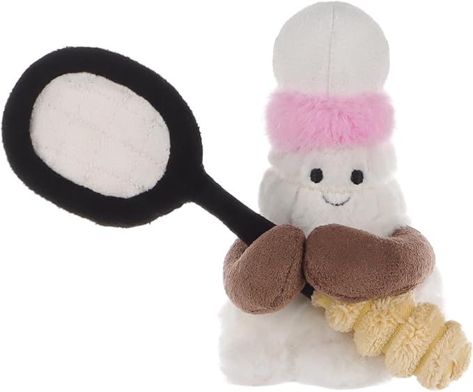 Apricot Lamb Happy Badminton Stuffed Animals for Kids, Soft Cute Plush Toys for Baby Girl and Boy, Fluffy Happy Badminton