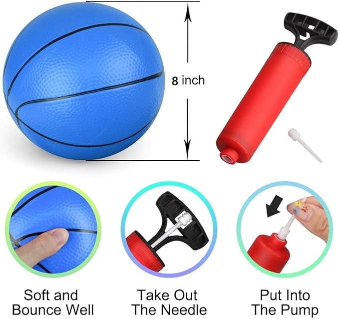 Dilabnba 8" Mini Rubber Replacement Basketballs for Basketball Hoop/Pool, Toddler Soft Beach Bouncy Ball Sports Party Game for Kids Adults, Junior Balls Indoor & Outdoor Arcades & Games (4PCS)