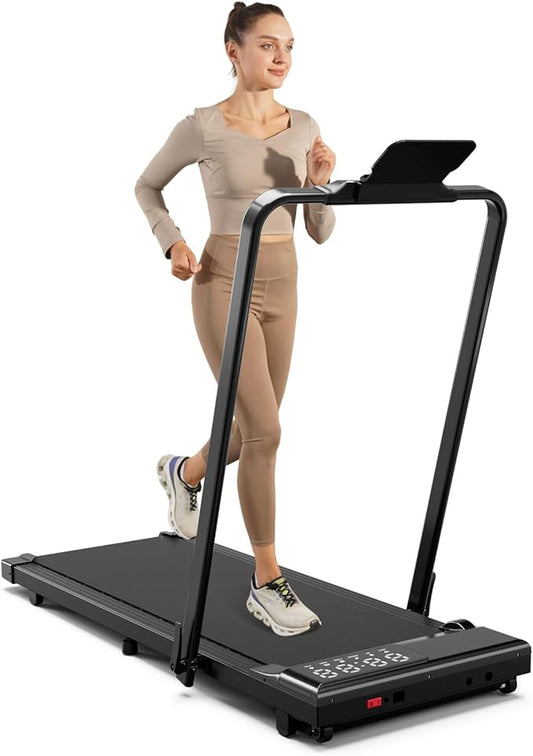 Walking Pad Treadmill with Handle Bar 3-in-1 Foldable Treadmills for Small Space 300 LBS Capacity, 3.0HP Portable Under Desk Treadmill for Home Office with LED Display Remote APP Control