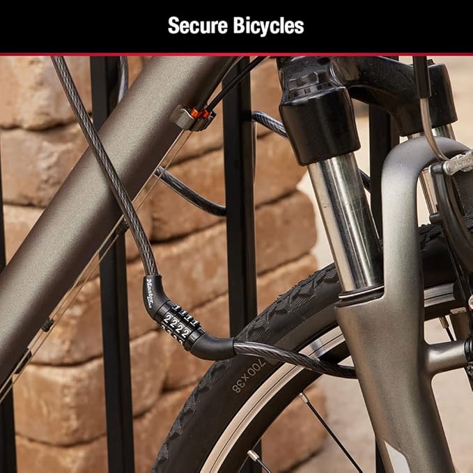 Master Lock Bike Lock Cable with Combination Black, 8143D