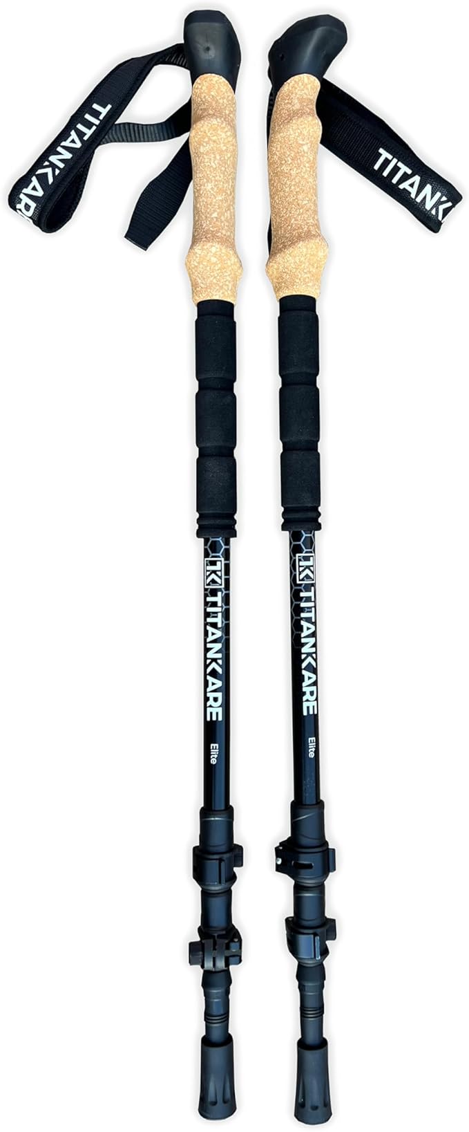 Collapsible Lightweight Trekking Poles – Hiking and Walking Sticks with Cork Grip, Adjustable 7075 Aluminum Nordic Poles for Men, Women, Seniors, Ultralight for Backpacking and Camping-Elite