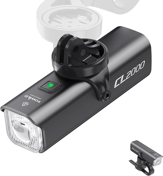 TOWILD CL2000 Bike Lights for Night Riding,2000LM Super Bright Bicycle Headlight,Waterproof Bike Front Light for Mountain Road Cycling Commuting